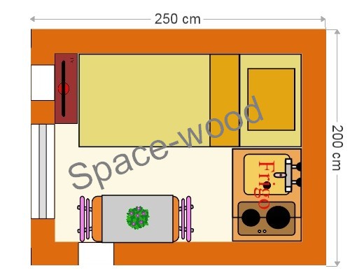 Plan studio 2.50 x 2.00 m (B2501)