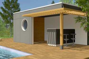 Pool house en bois SOFIA 10 en version 5 m - 6 m - 7 m - 8 m x 2.50 m - 3 m - 4 m 