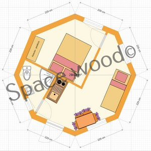 plan yourte 600 x 600  par Space Wood